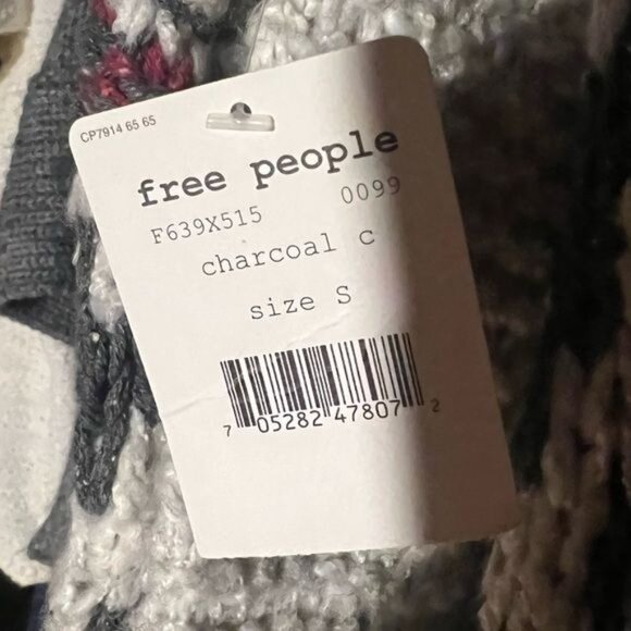 NWT Free People Chunky Knit Fair Isle Hooded Sweater - Picture 9 of 12